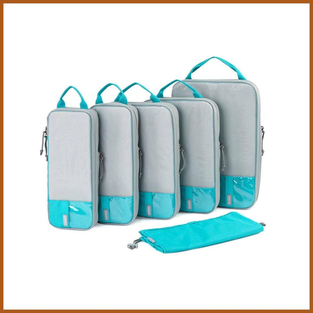 Compression Packing Cubes Set, Polyester Travel Organizer, Space Saver Bags